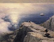 Ivan Aivazovsky A Rocky Coastal Landscape in the Aegean with Ships in the Distance oil painting reproduction
